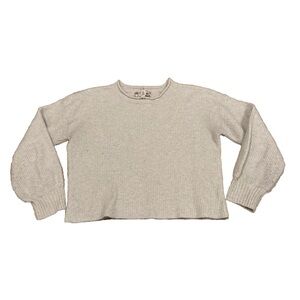 Pink Rose Womens Cream Knit Cropped Sweater Size Small S